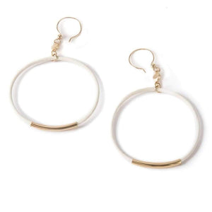 Gold Tube and Leather Earrings