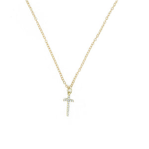 CZ Gold Cross Necklace