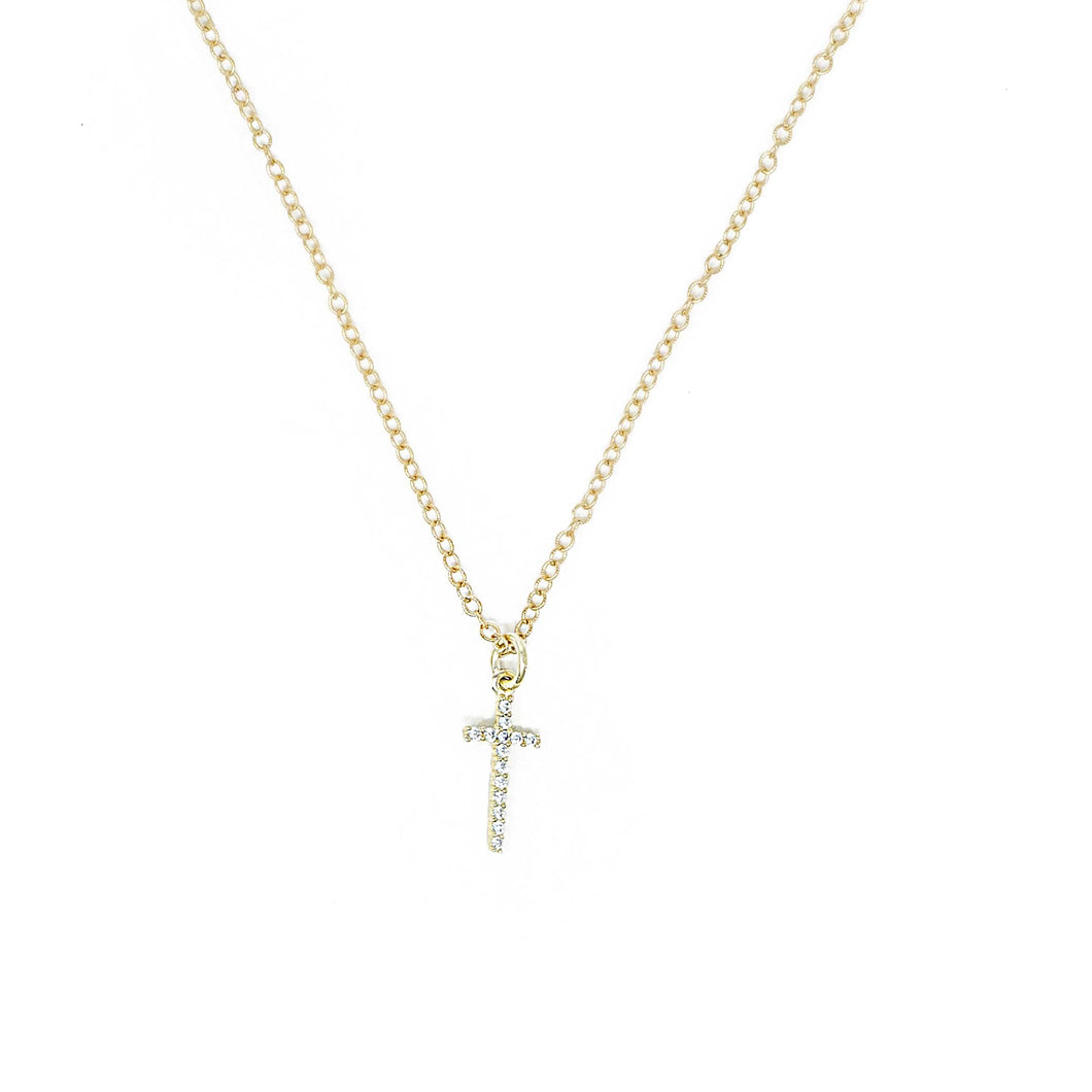 CZ Gold Cross Necklace
