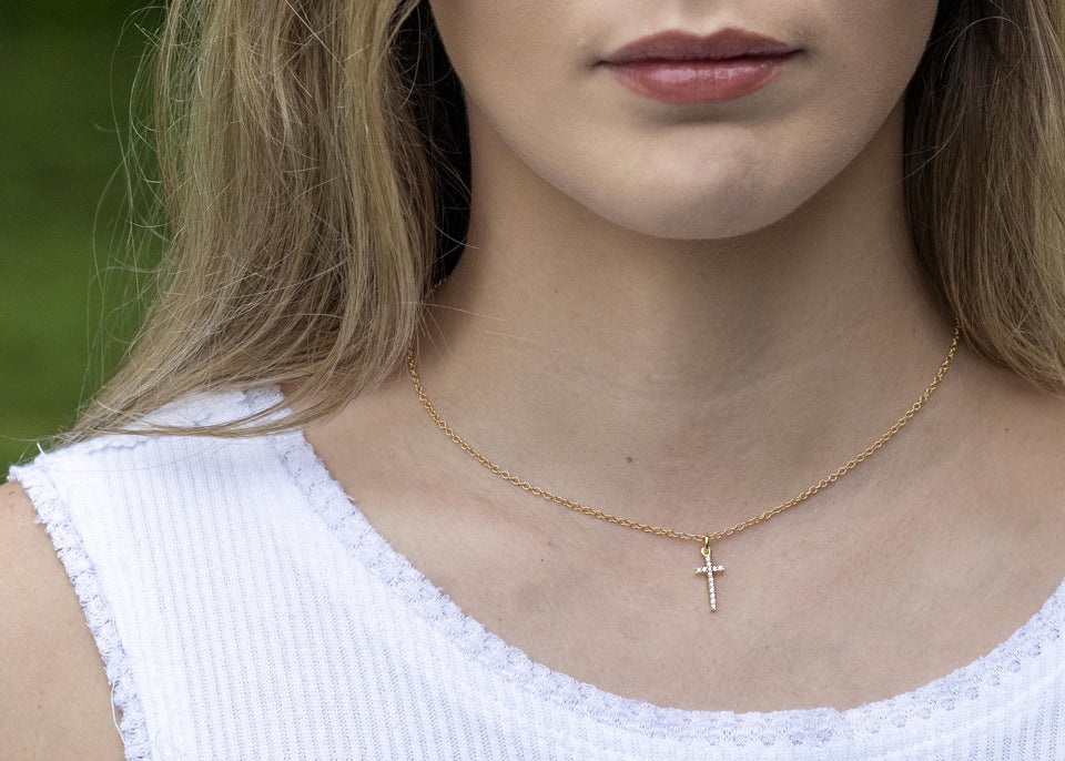 Buy MOMOL Sideways Cross Necklace, 18K Gold Plated Stainless Steel Tiny  Cross Pendant Necklaces Small Dainty Horizontal Cross Necklace for Women at  Amazon.in