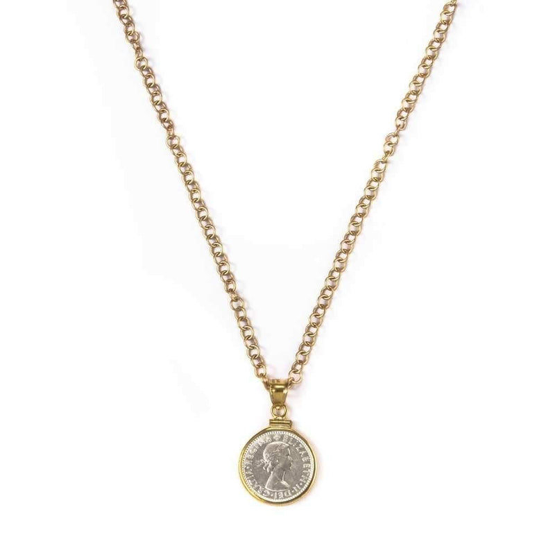 Sixpence Coin Necklace With Adjustable 925 Sterling Silver Chain - Hopkins, UK