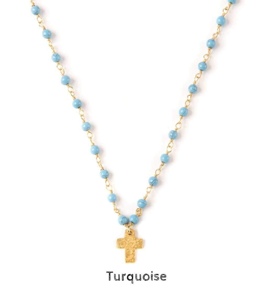 Mini Hammered Gold Cross Necklace